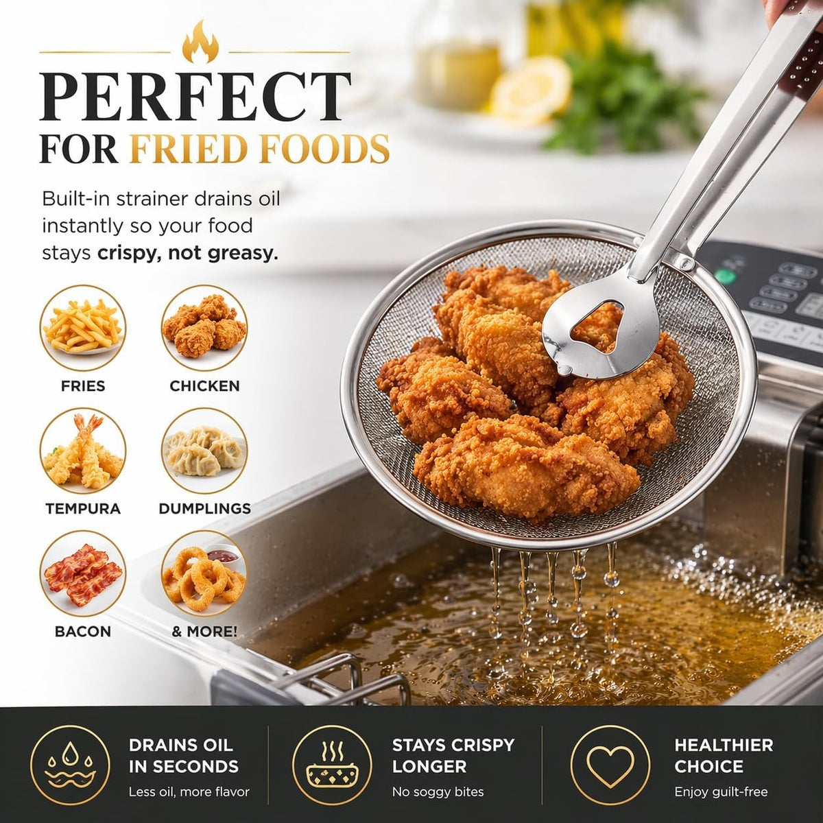 Mesh Strainer Food Tongs